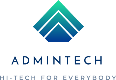 Logo von AdminTech mit Slogan Future for everybody.